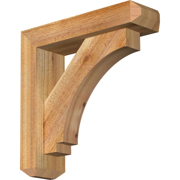 Ekena Millwork Imperial Craftsman Rough Sawn Bracket w/ Offset Brace, Western Red Cedar, 4"W x 14"D x 14"H BKT0402X14X14IMP04RWR - main
